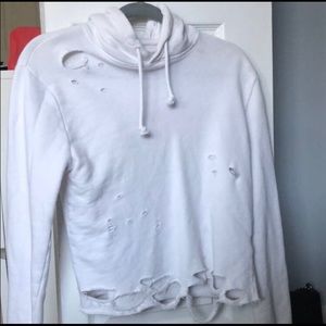 Topshop Distressed cropped hoodie